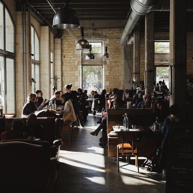 group of people inside cafeteria